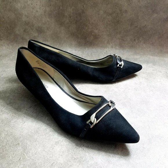 Bandolino Womens Yorinna  Size 9.5 Black Slip On Pointed Toe Low Wedge Heels - Picture 5 of 10
